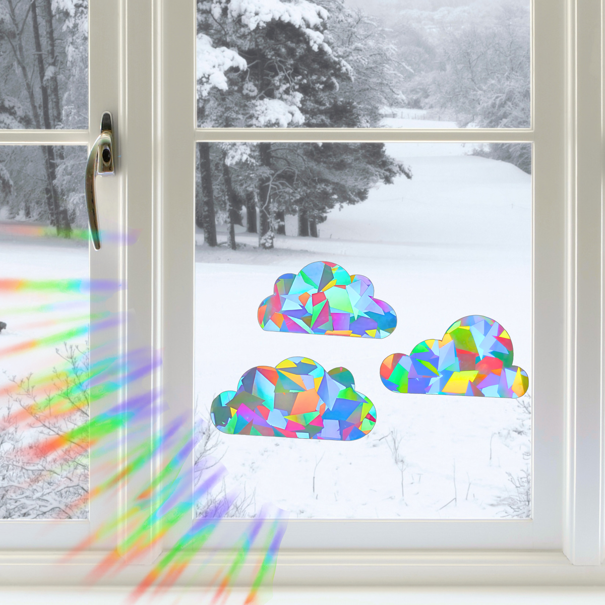 Suncatcher window stickers set of 3 XL clouds
